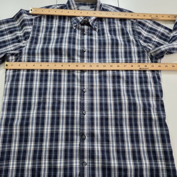Sondergaard Casual Shirt Men 16 Blue White Plaid LS Buttons Collar Fitted Cotton - Picture 4 of 16